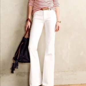 white linen flare pants